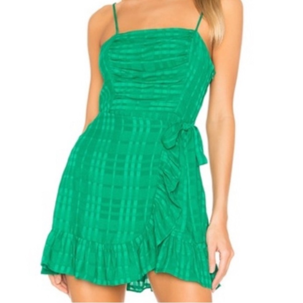 Privacy Please Green Ruched Mini Sundress